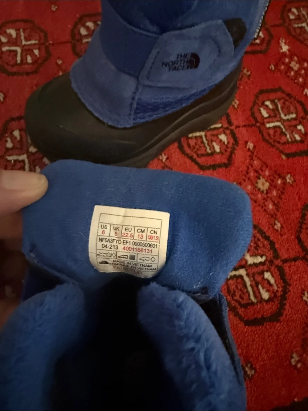 The North Face Kids Blue Hook-and-Loop Insulated Snow Boots
